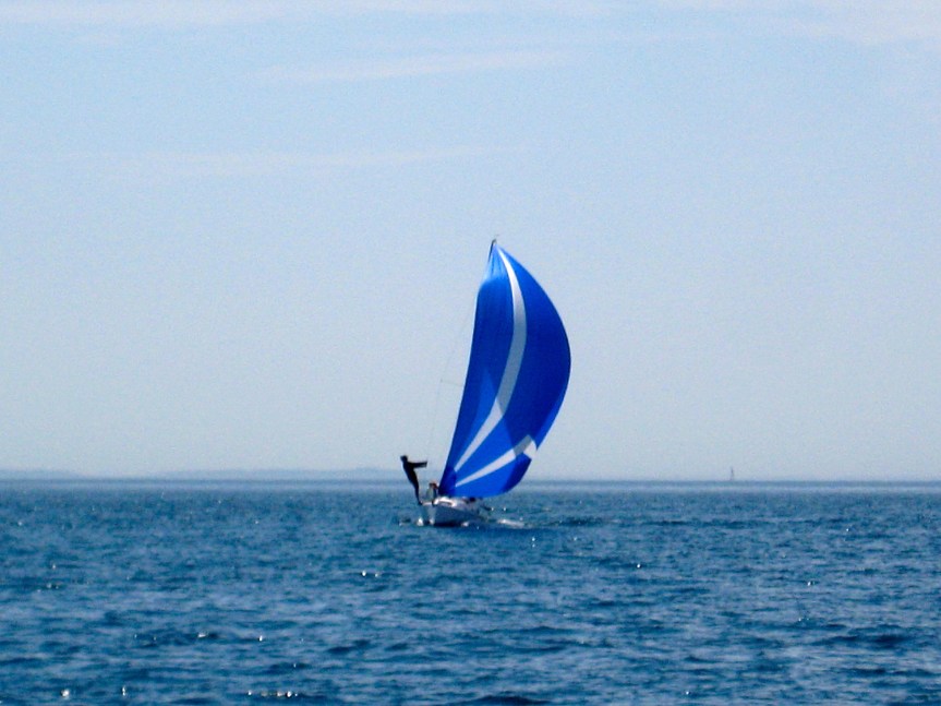 This guy was taking full advantage of the intermittent wind.