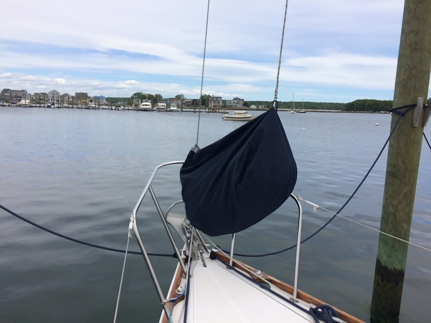 Sewing our foredeck&nbsp;bag.